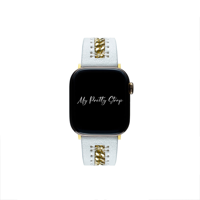 Bijou Apple Watch Strap – White and Gold