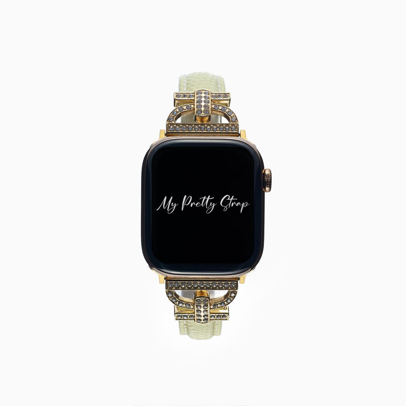 Glam Leather Pave Apple Watch Strap – Ivory